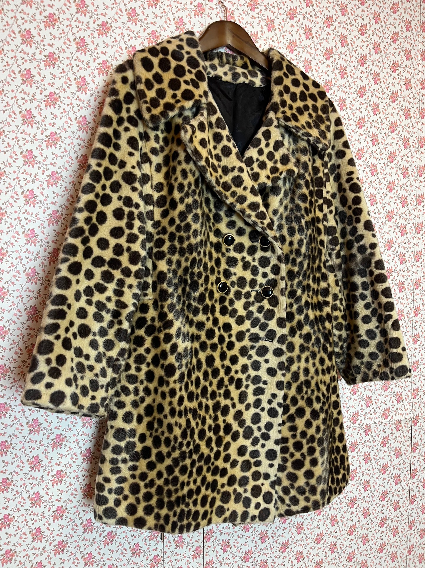 Vintage 1960s Safari Leopard Print Peacoat