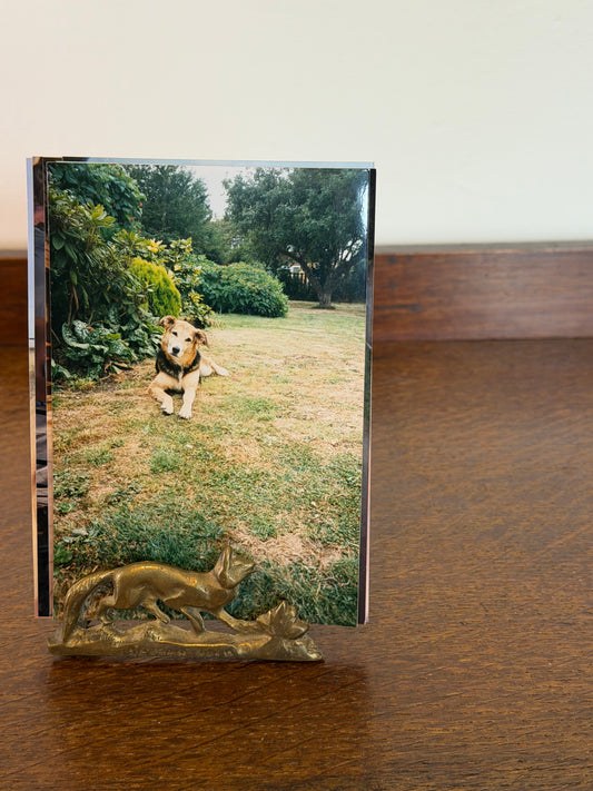 Vintage Brass Fox Letter Stand