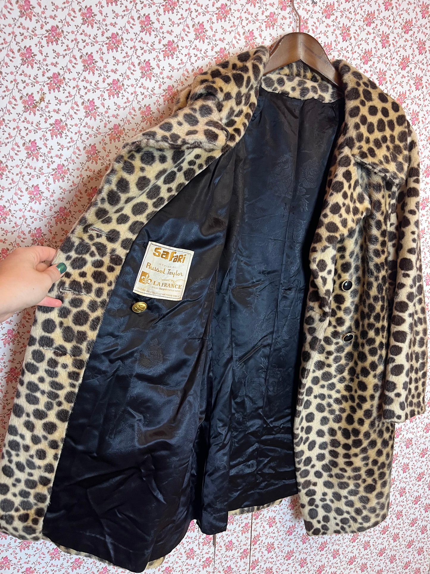 Vintage 1960s Safari Leopard Print Peacoat