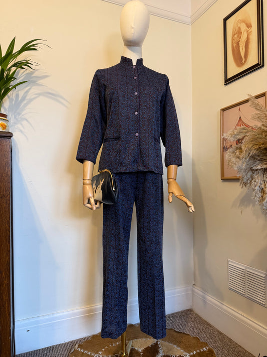 Vintage 1960s Jacquard Shirt & Trouser Set