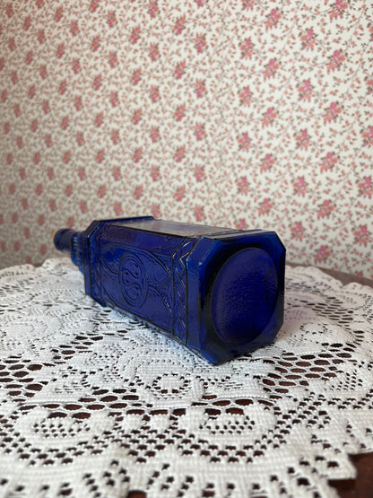 Vintage Blue Glass Decorative Bottle with Cork