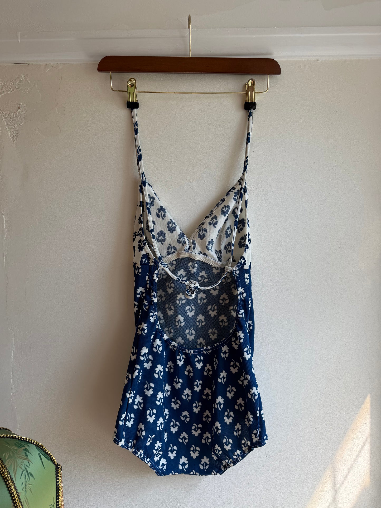 Vintage 1970s Blue Floral Swimsuit