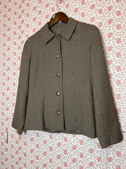 Vintage 1960s Hand Tailored Houndstooth 3 Piece Skirt Suit