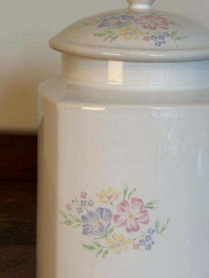 Vintage Floral Ceramic Storage Jars with Lids Set of 2