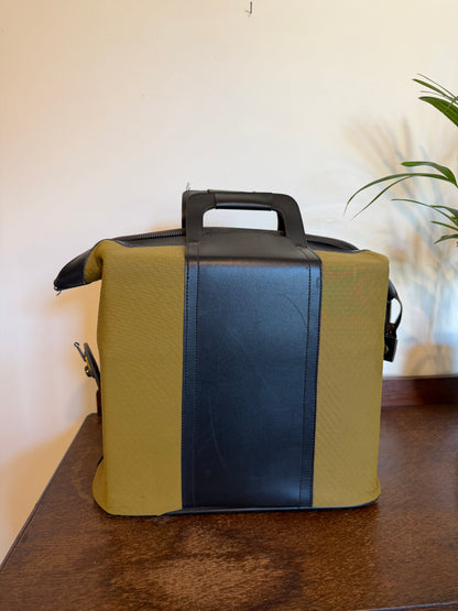 Vintage 1960s Gannex Mustard Yellow and Black Structured Travel Bag