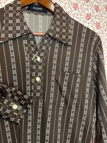 Vintage 1970s Japanese Dagger Collar Popover Shirt