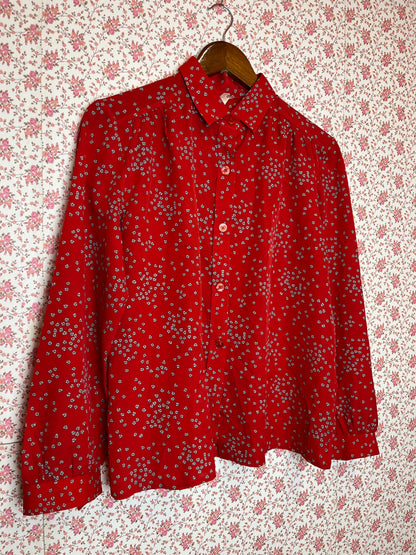 Vintage 1970s Red Floral Ditsy Shirt