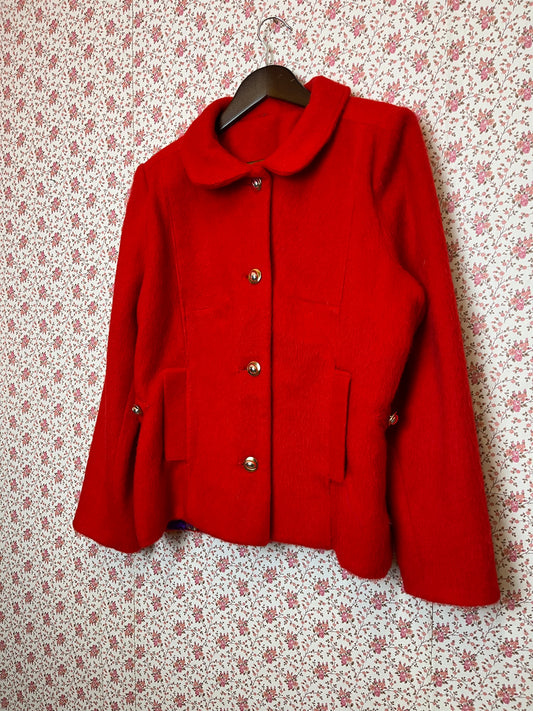 Vintage 1970s Hand Made Red Felt Jacket