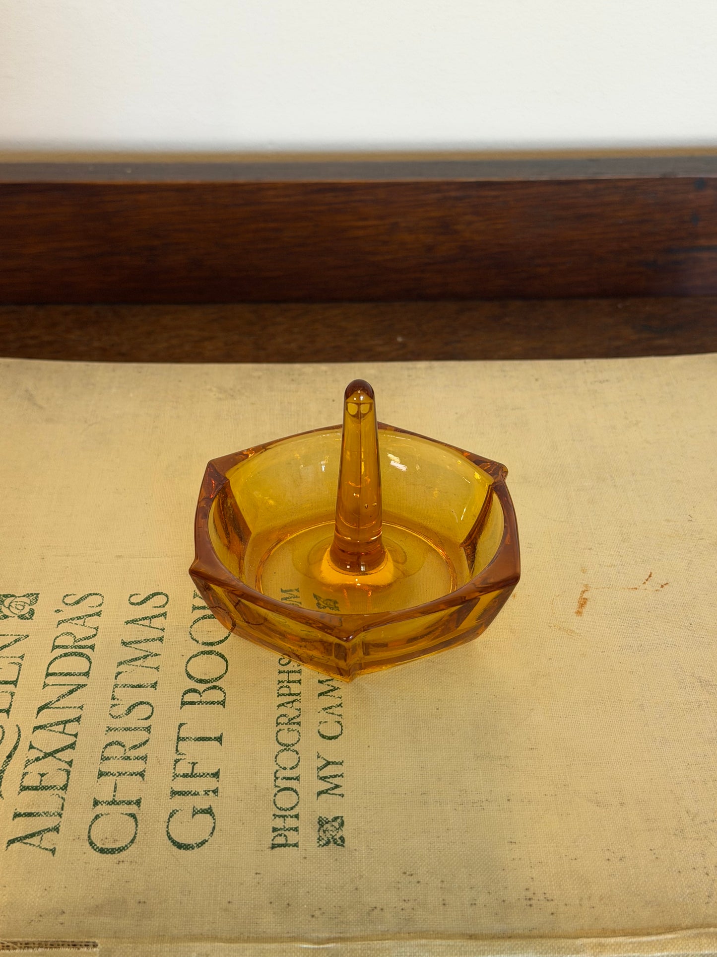 Vintage 1970s Amber Glass Dressing Table Vanity Set