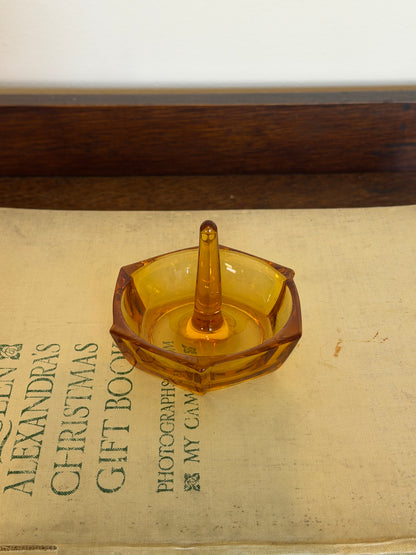 Vintage 1970s Amber Glass Dressing Table Vanity Set