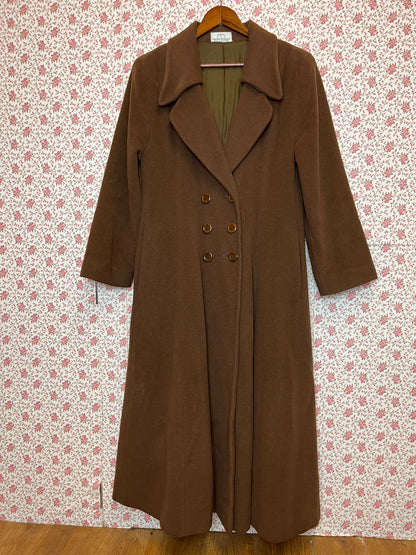 Vintage Angora & Wool Blend Double Breasted Brown Princess Coat