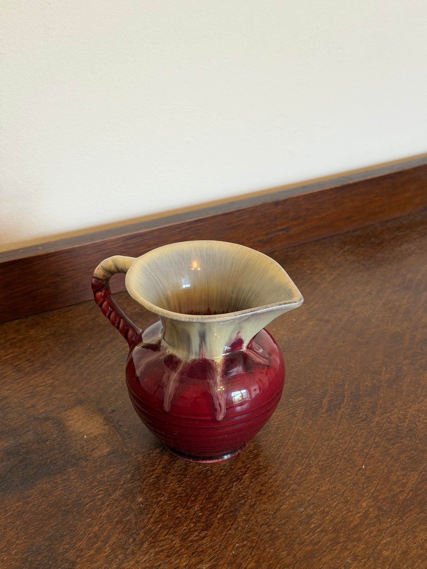 Vintage West German Deep Ruby Drip Glaze Jug