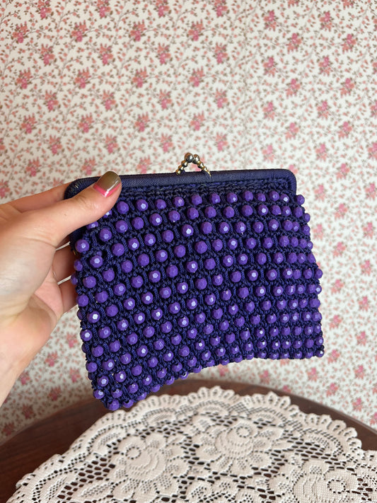 Vintage 1950s Purple Beaded Purse