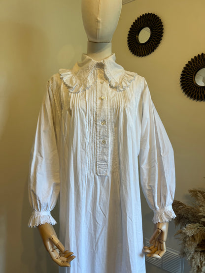 Antique Victorian Cotton Embroidered Nightdress
