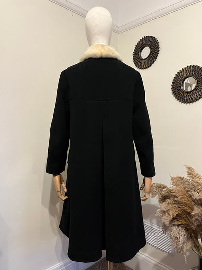Vintage 1960s Wool Twill and Mink Swing Coat