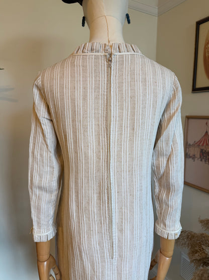 Vintage 1960s Handmade Twill Mod Dress - Size Small