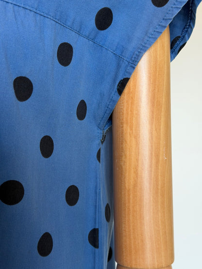 Vintage 1970s Polka Dot Workwear Shift Dress - Size Medium