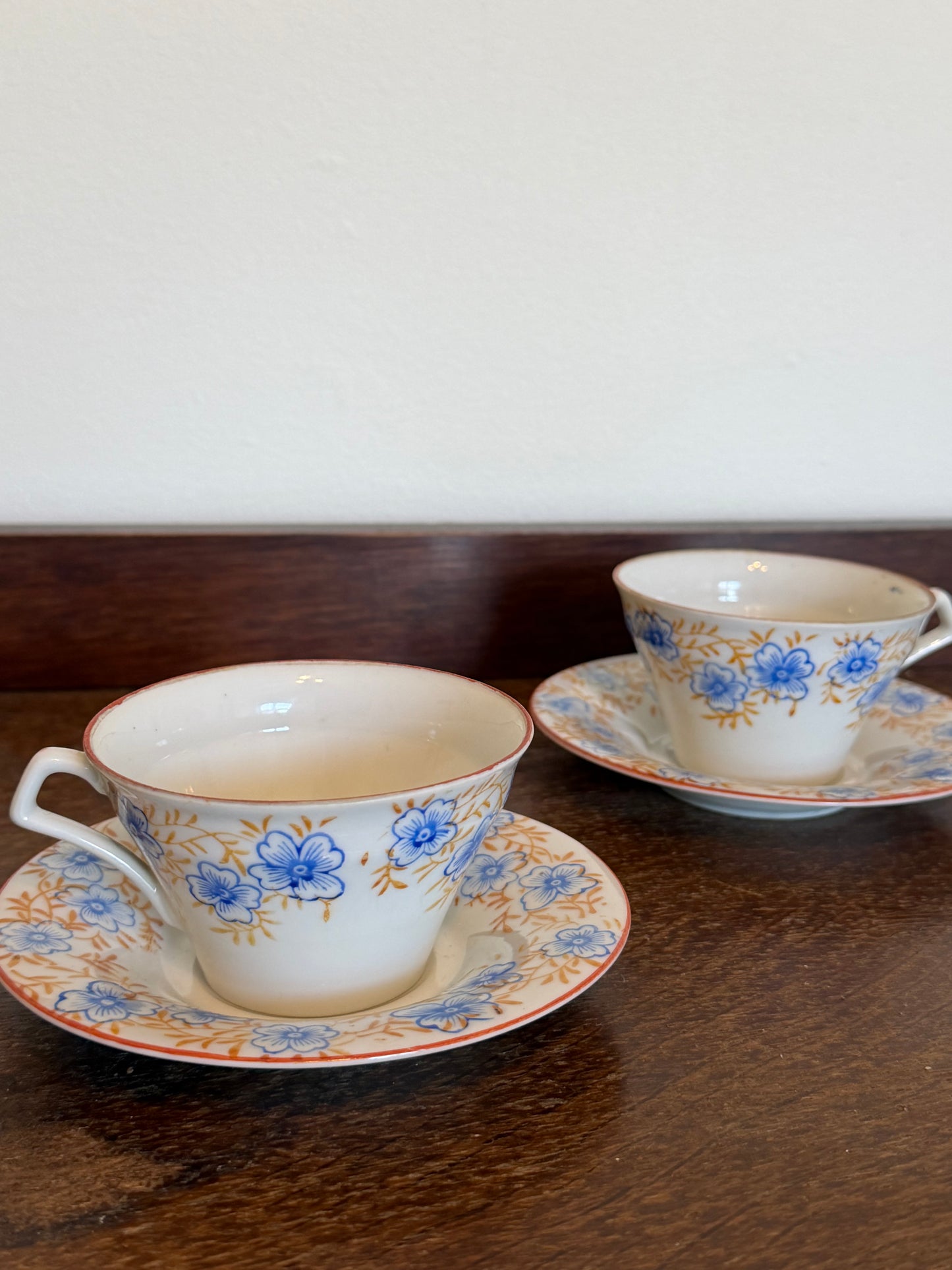 Vintage Art Deco Hand Painted Floral Tea Cup Set