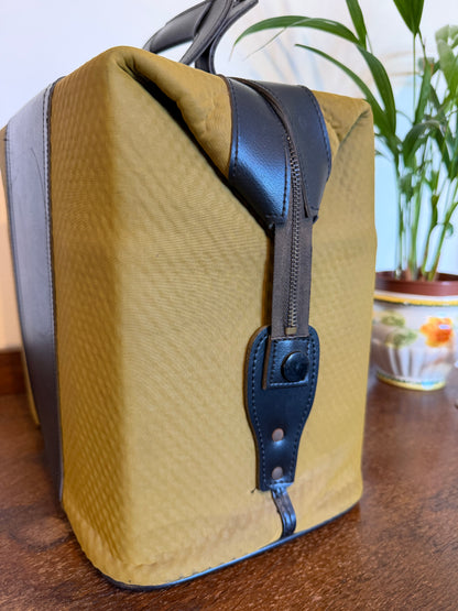 Vintage 1960s Gannex Mustard Yellow and Black Structured Travel Bag