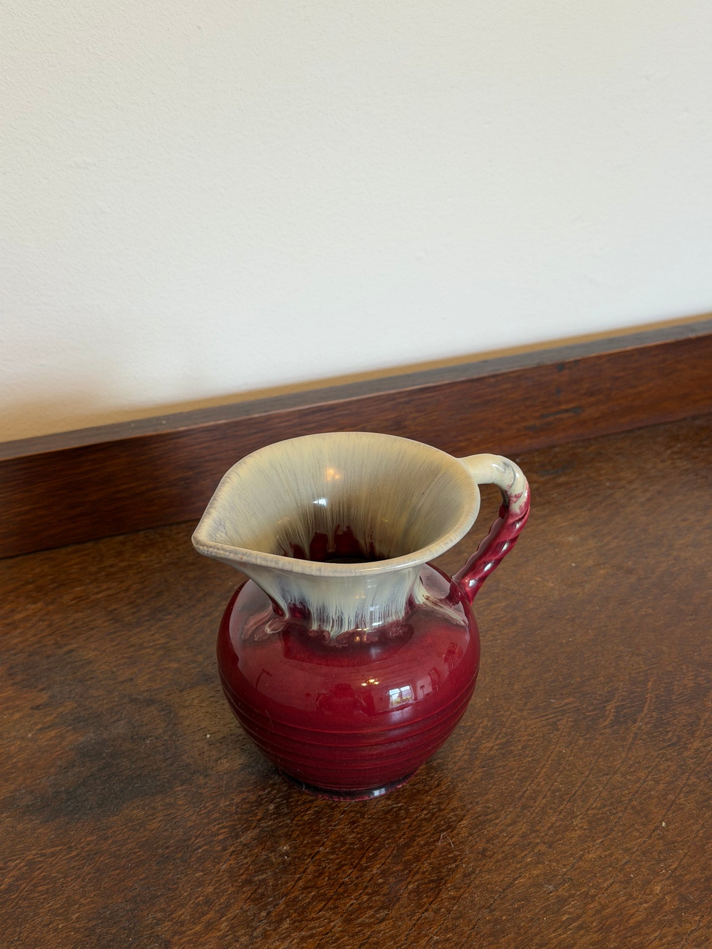 Vintage West German Deep Ruby Drip Glaze Jug