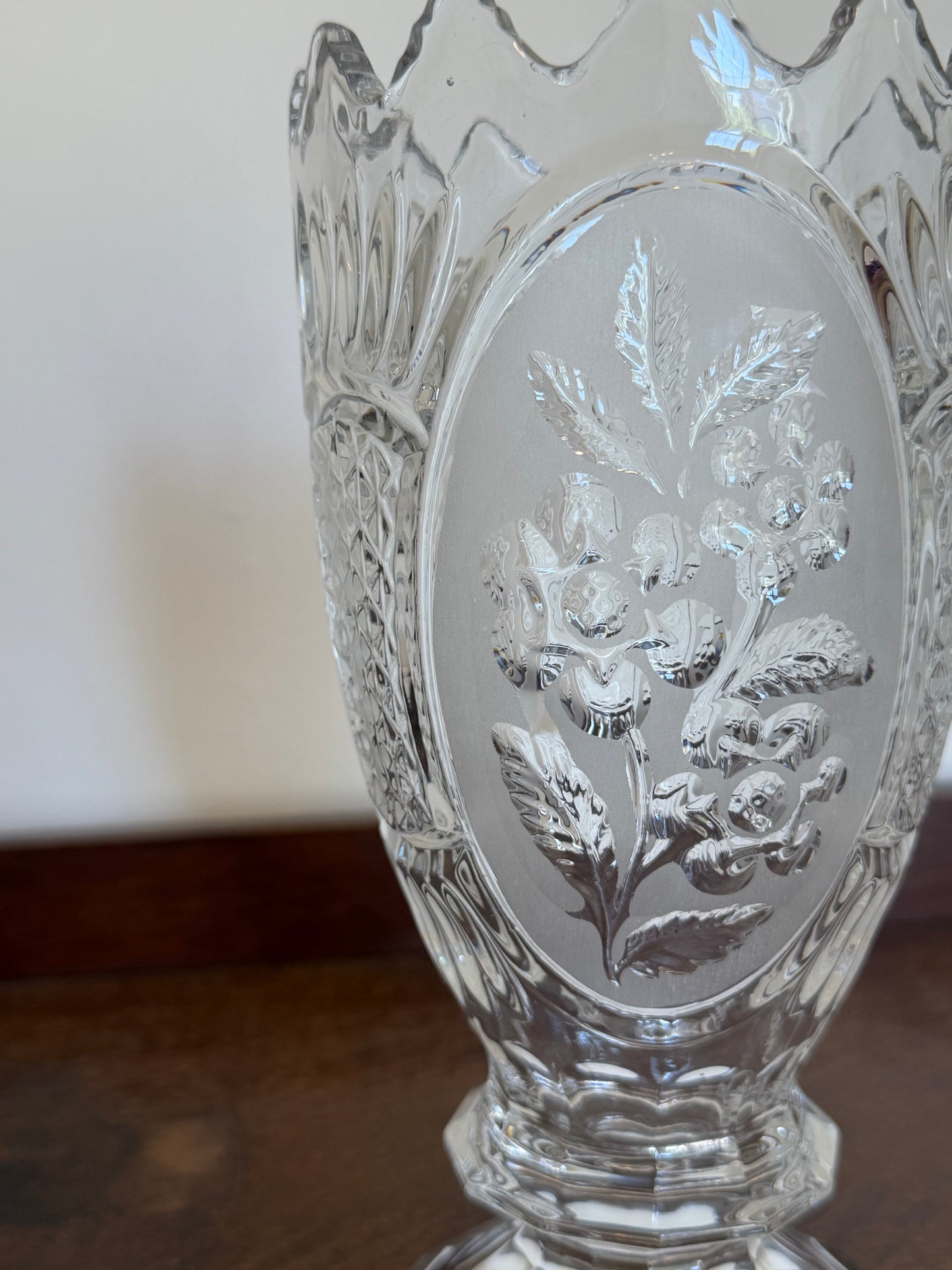 Vintage 1970s Zaječar Lead Crystal Floral Vase