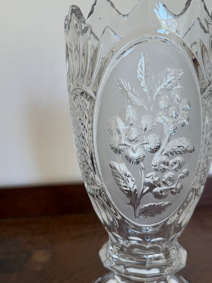 Vintage 1970s Zaječar Lead Crystal Floral Vase