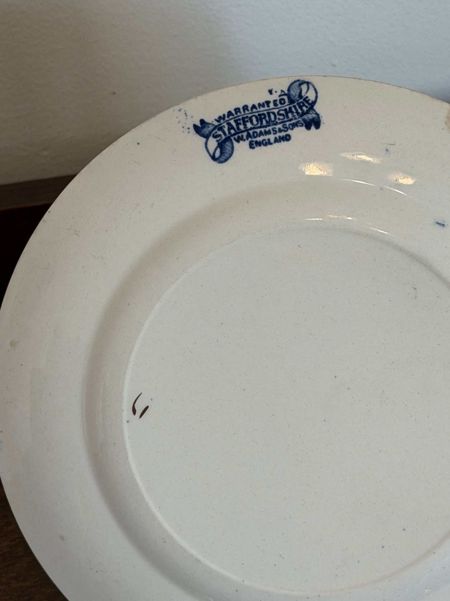 Vintage Staffordshire Blue & White Transferware Plate Set (6 Plates)