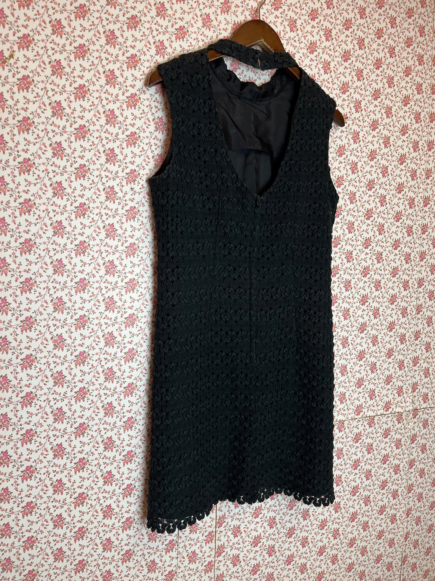 Vintage 1960s Hand Made Textured Little Black Dress