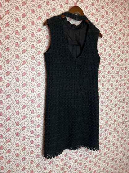 Vintage 1960s Hand Made Textured Little Black Dress