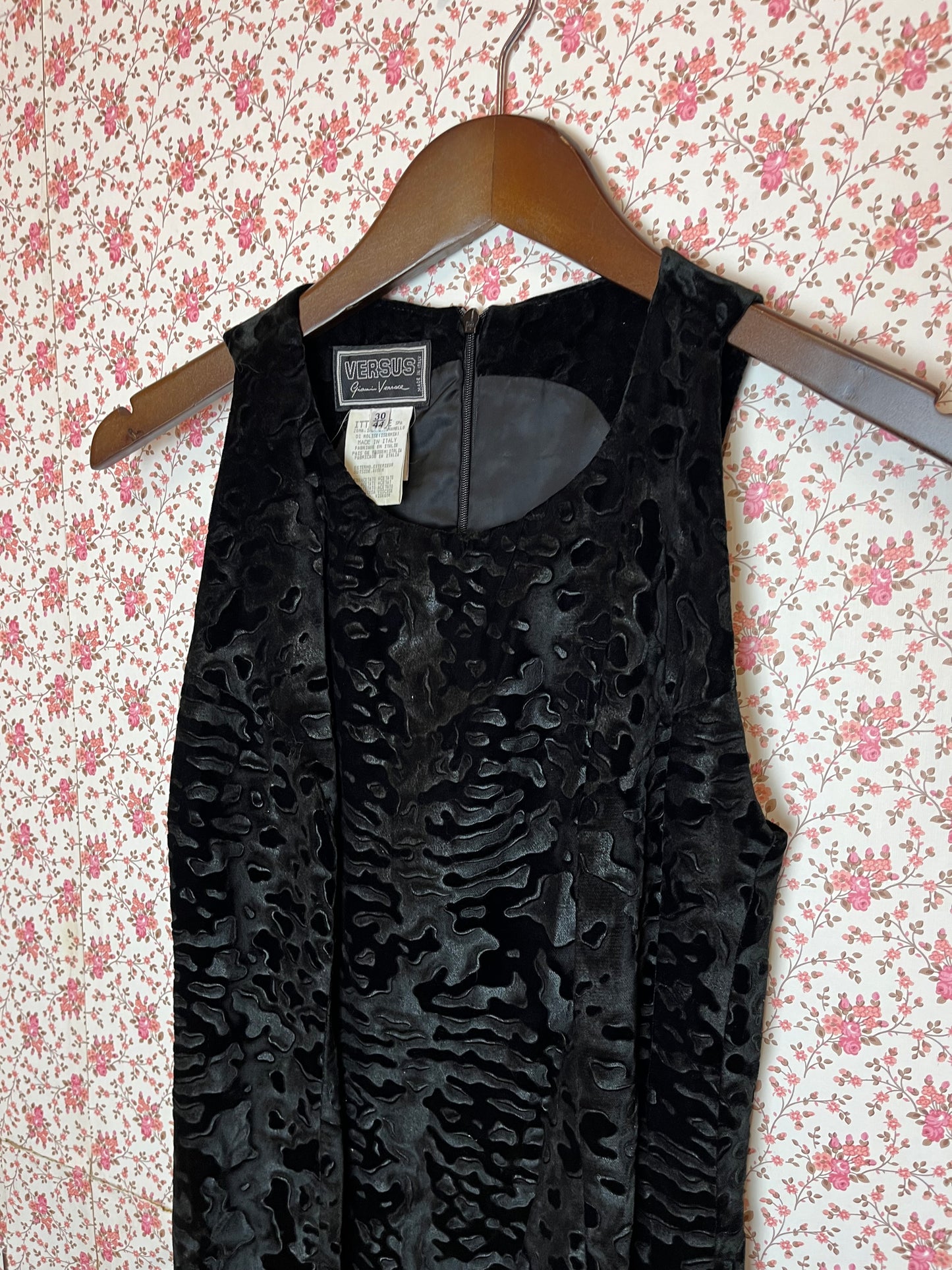 Vintage 1990s VERSUS Versace Velvet Brocade Bodycon Mini Dress