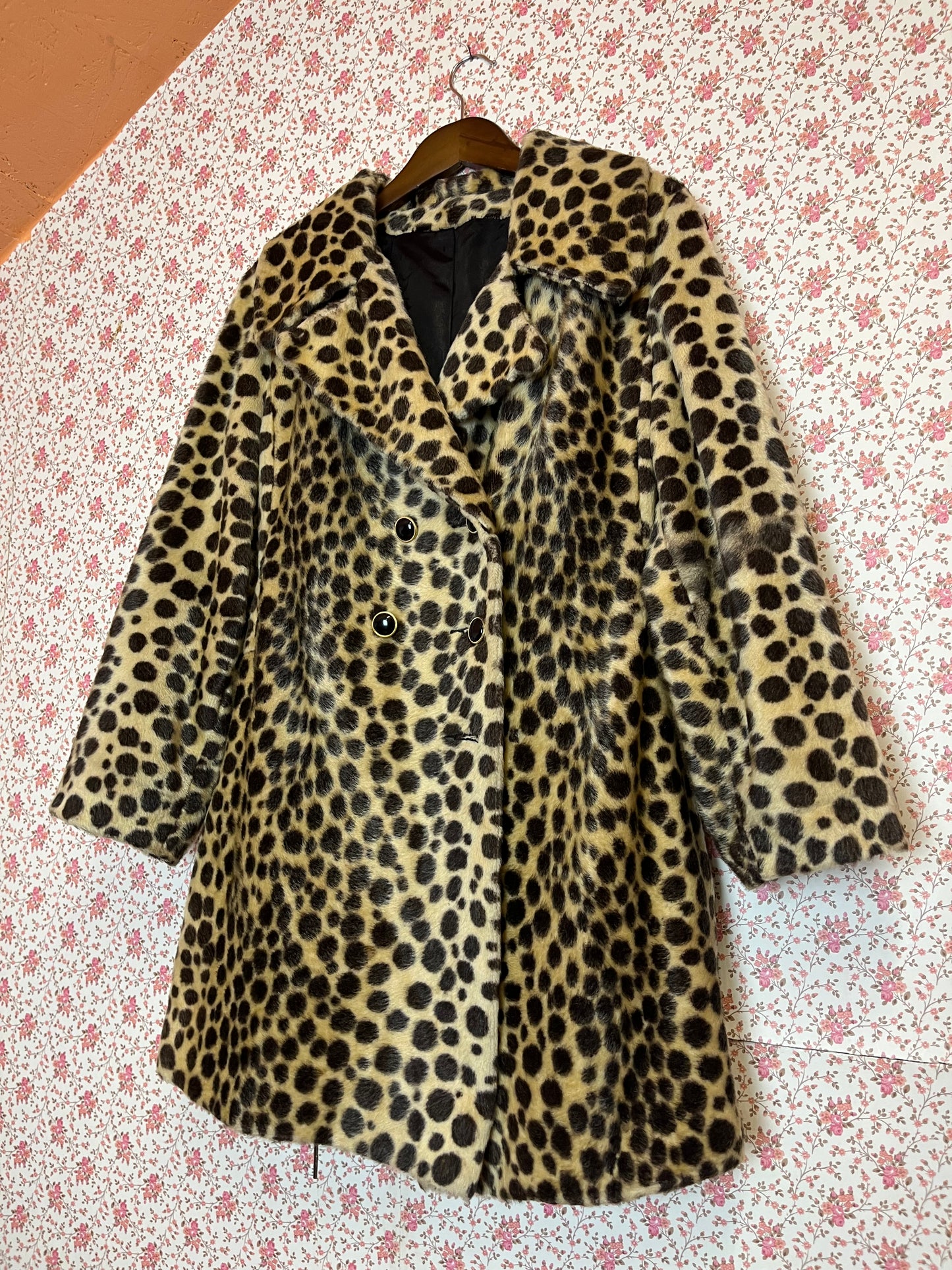 Vintage 1960s Safari Leopard Print Peacoat