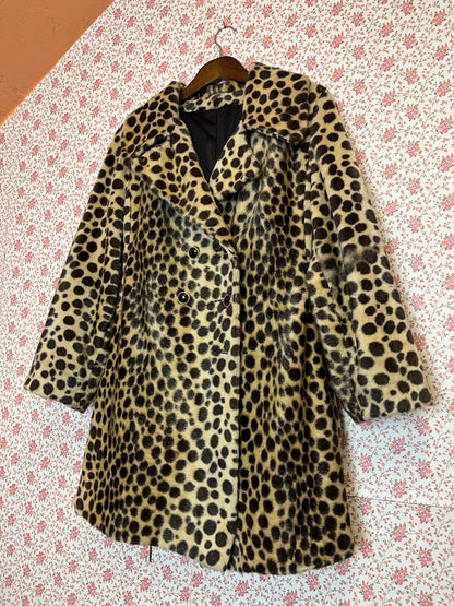 Vintage 1960s Safari Leopard Print Peacoat