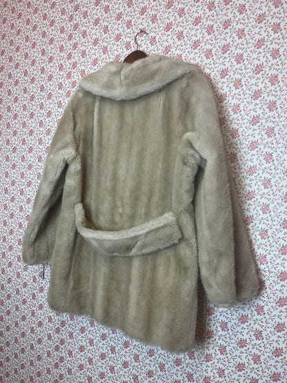 Vintage 1960s Tissavel Champagne Faux Fur Short Coat