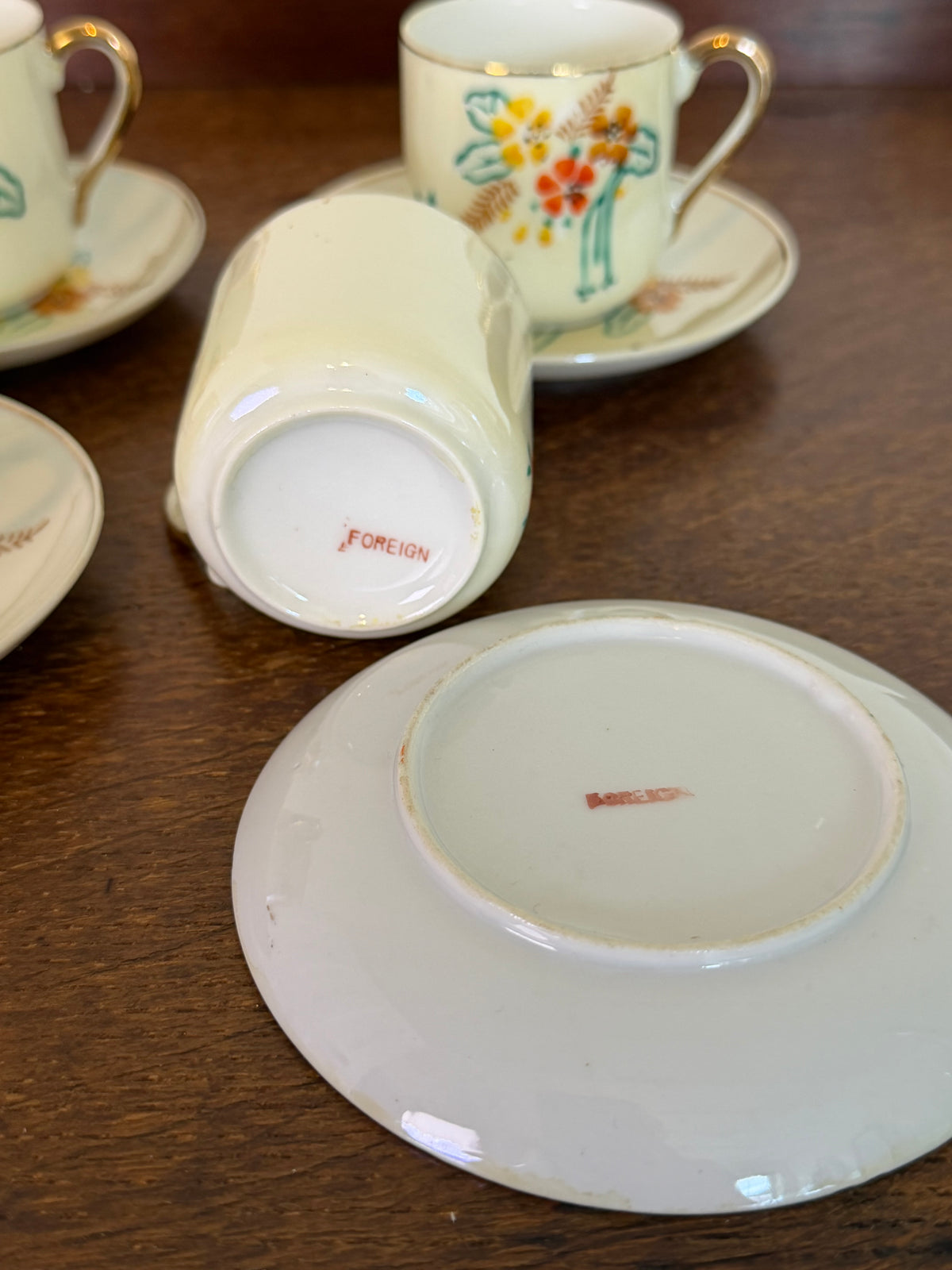 Vintage Hand Painted Miniature Ceramic Tea Pot Cup & Saucer Set