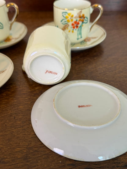 Vintage Hand Painted Miniature Ceramic Tea Pot Cup & Saucer Set