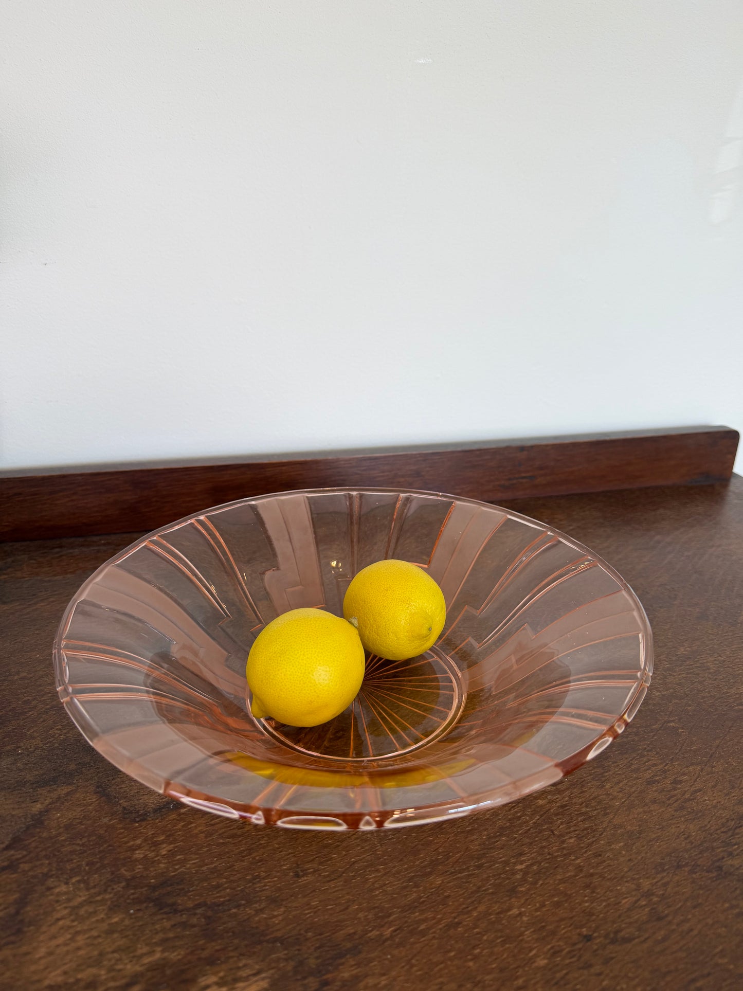 Vintage Pink Art Deco Glass Fruit Bowl
