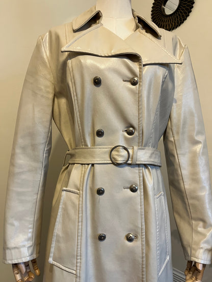Vintage 1960s White Vinyl Double Breasted Coat