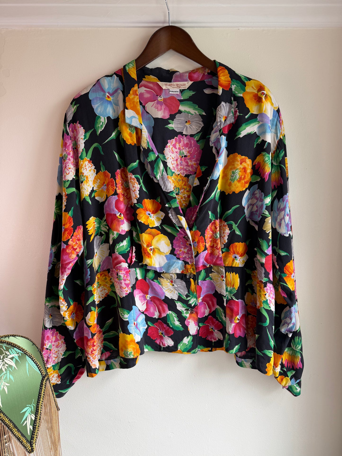 Vintage 1980s Silk Floral Blouse