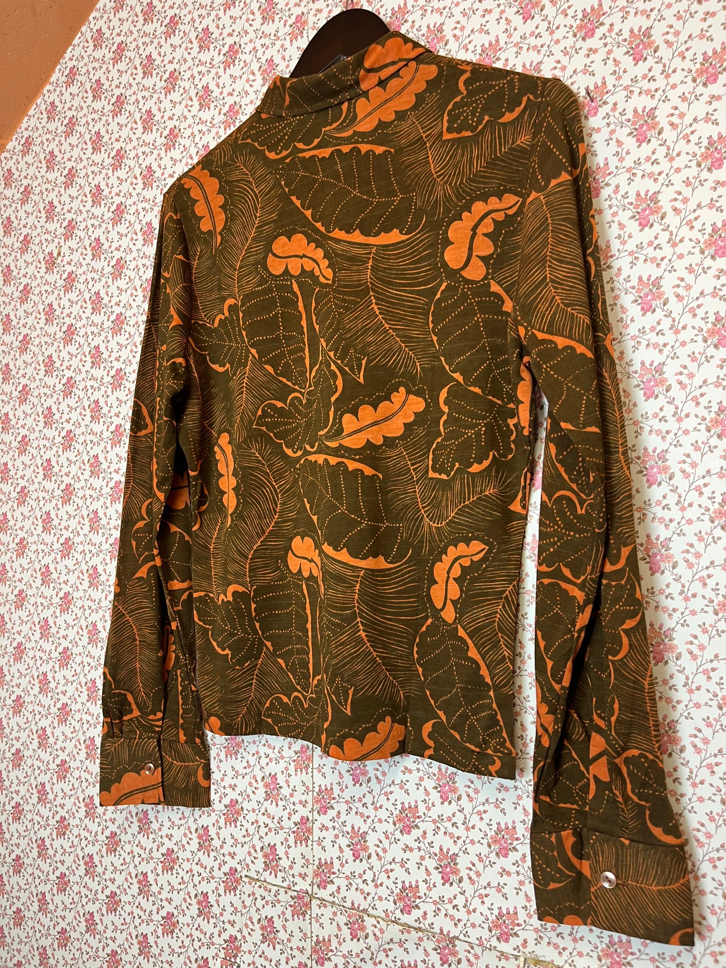 Vintage 1970s Printed Dagger Collar Popover Shirt