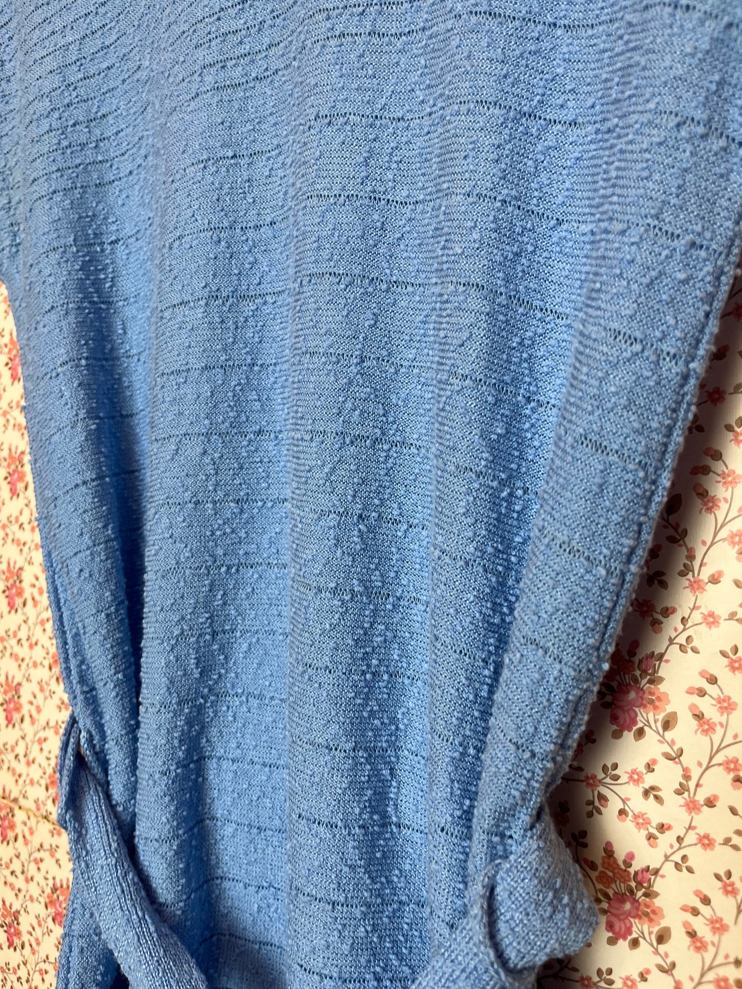 Vintage 1970s Blue Boucle Waist Tie Tee