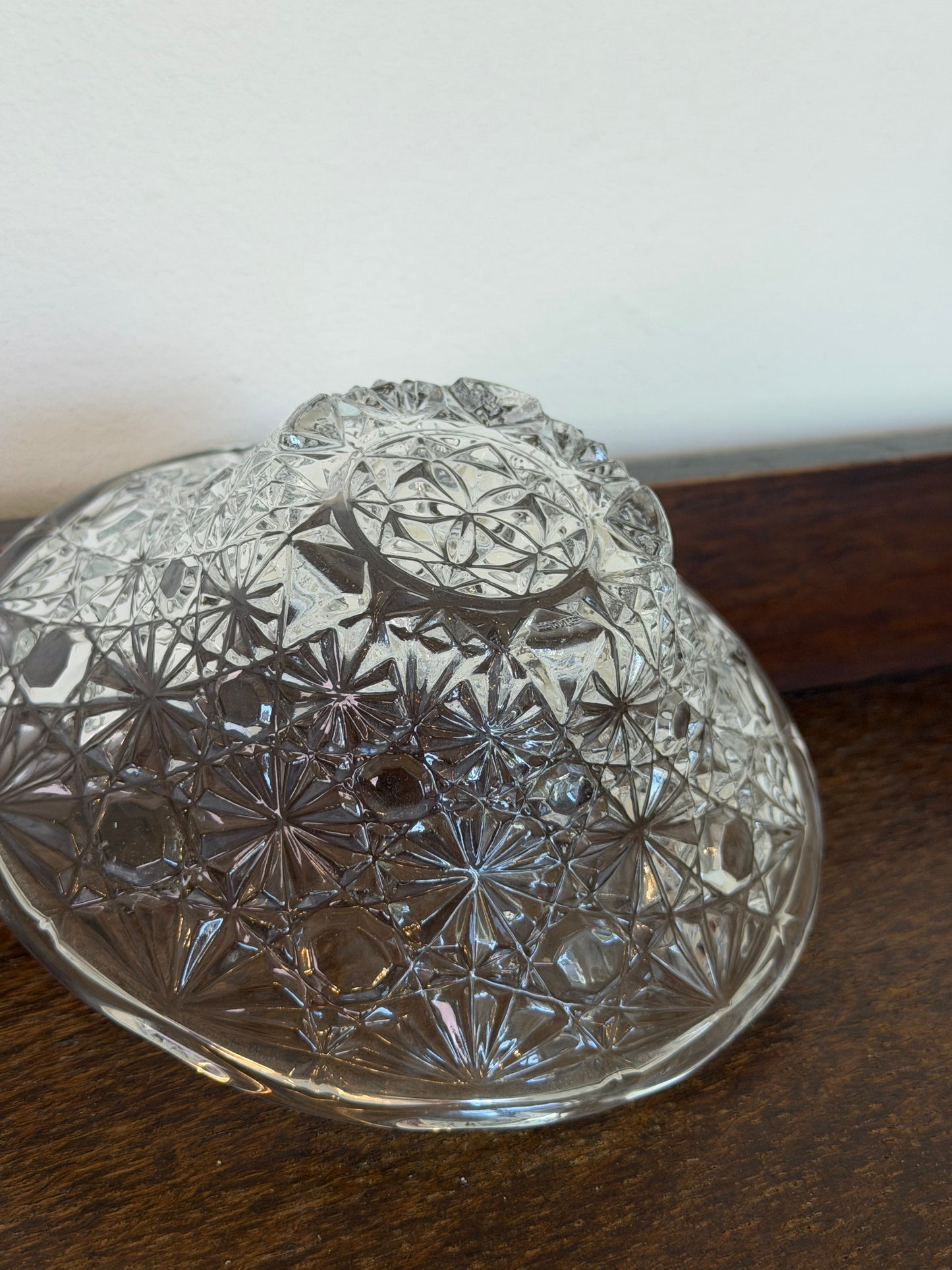 Vintage Pressed Glass Bonbon Basket with Silver-Tone Handle