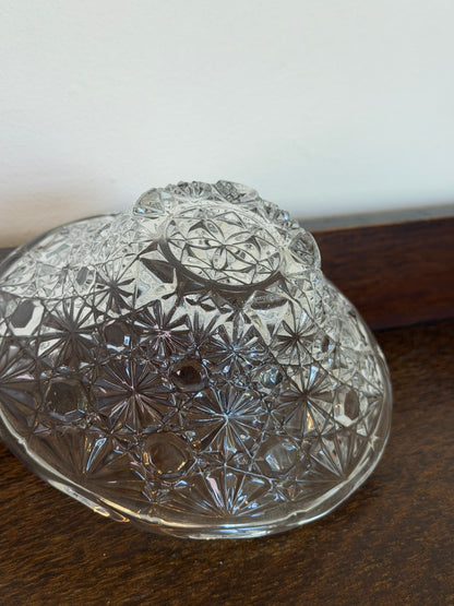 Vintage Pressed Glass Bonbon Basket with Silver-Tone Handle
