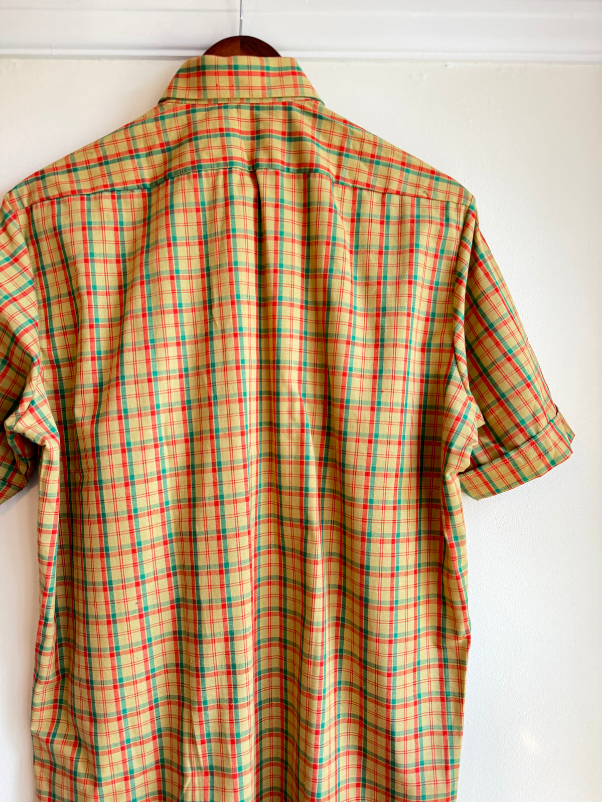 Vintage 1970s Menswear Multicolour Check Short Sleeve Shirt - Size X Large