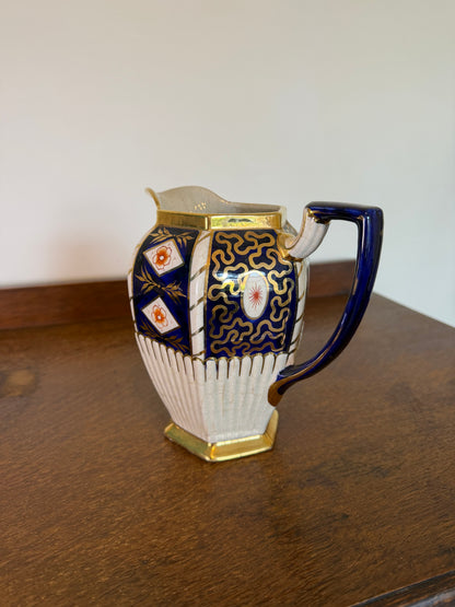 Vintage 1930s Arthur Wood Cobalt Blue Gold Floral Porcelain Jug