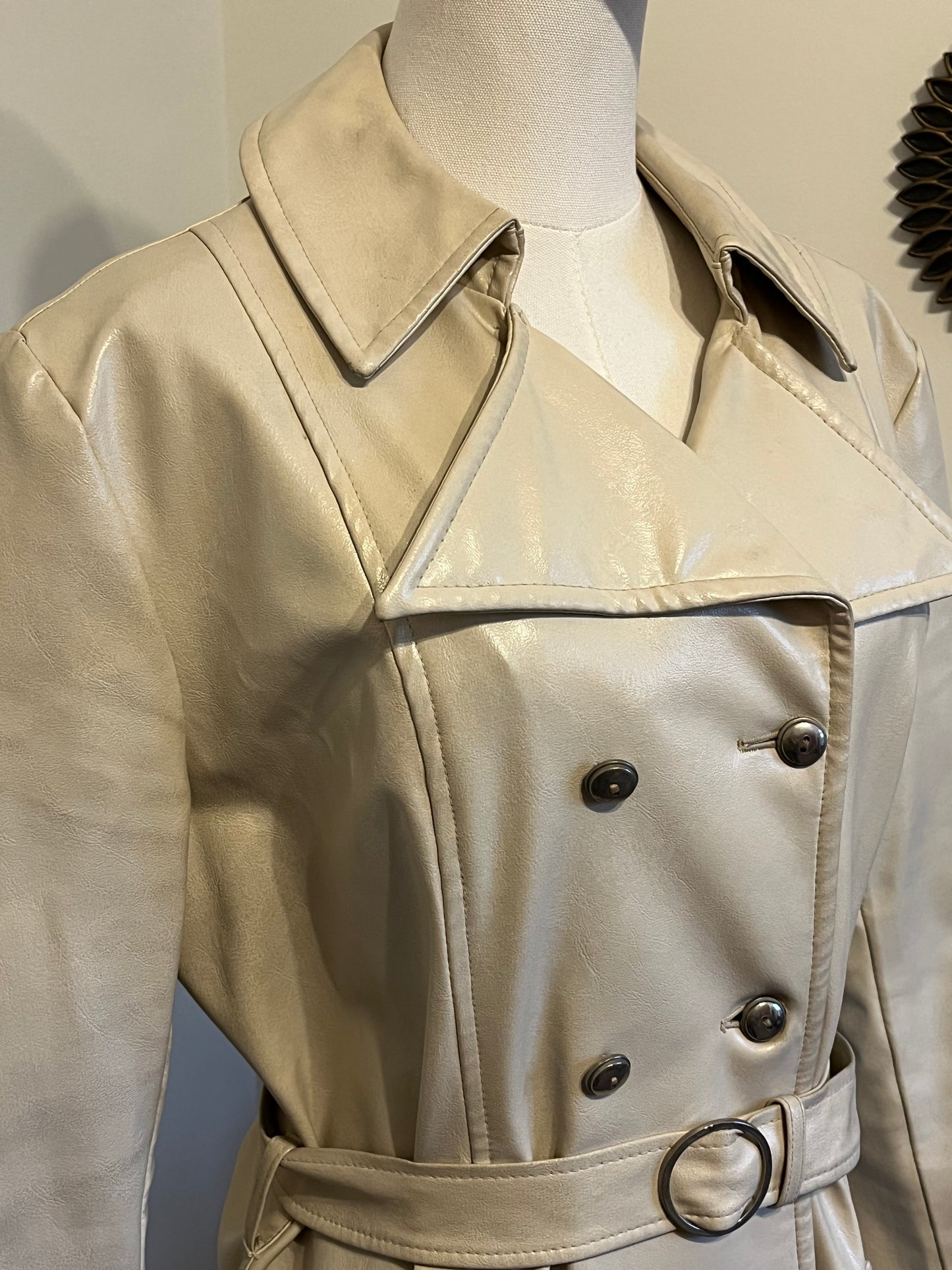 Vintage 1960s White Vinyl Double Breasted Coat