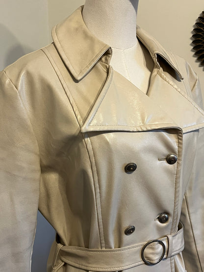 Vintage 1960s White Vinyl Double Breasted Coat