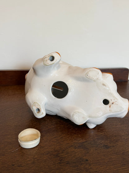 Vintage 1960s Floral Ceramic Piggy Bank