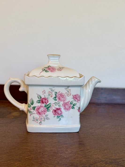 Vintage Sadler Made in England Square Rose Teapot