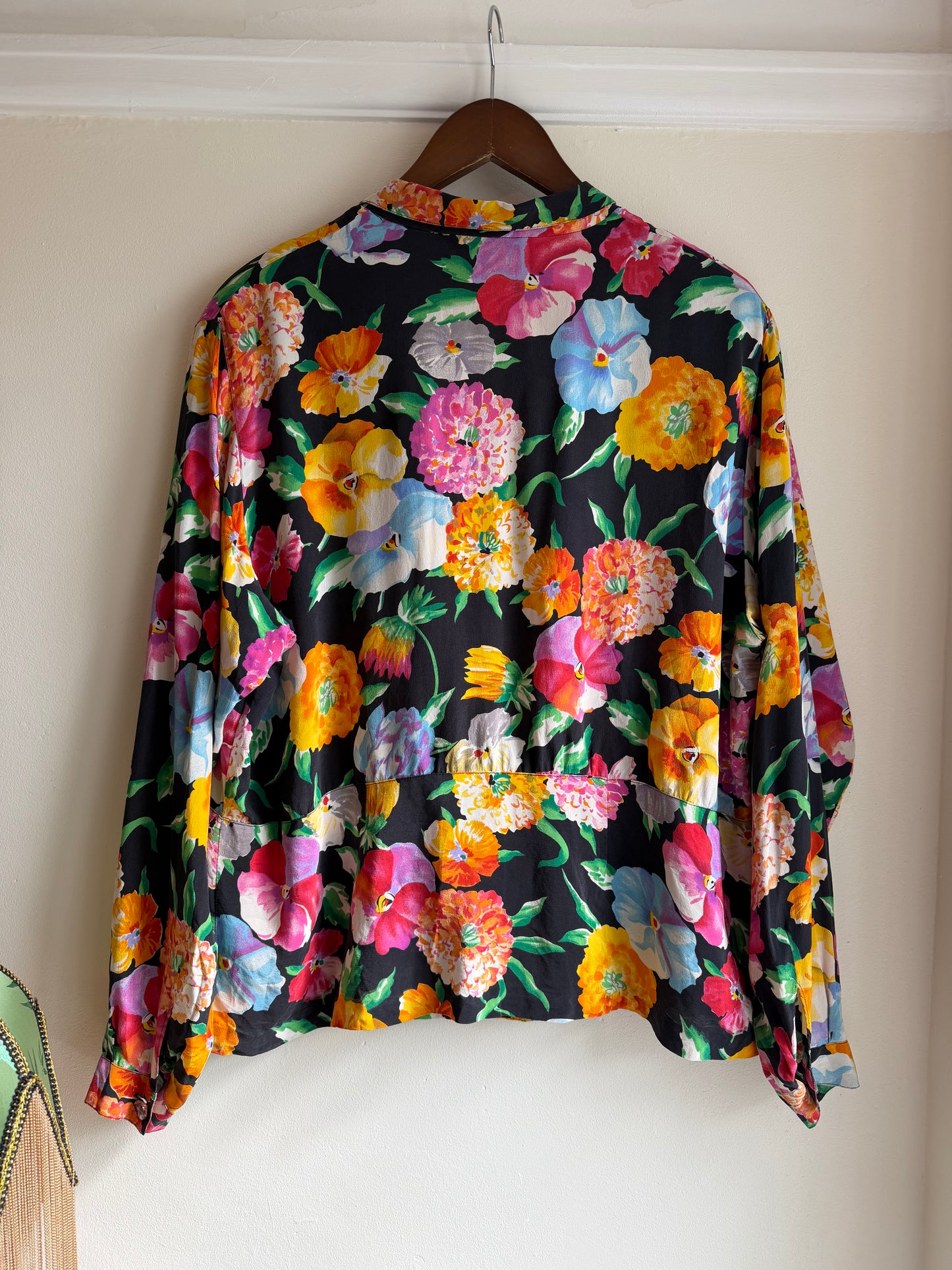 Vintage 1980s Silk Floral Blouse