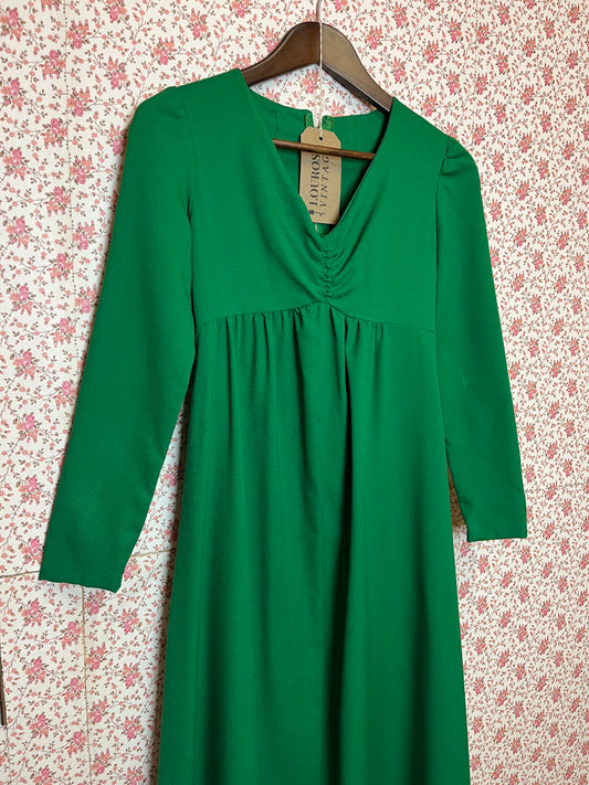 Vintage 1970s Handmade Green Empire Dress